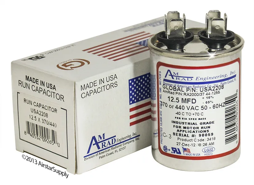 AMERICAN RADIONIC RUN CAPACITOR 12.5 µF USA2208