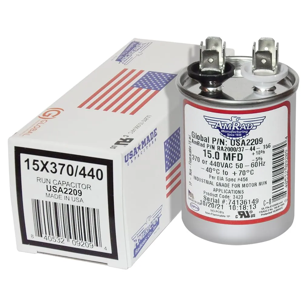 AMERICAN RADIONIC RUN CAPACITOR 15 µF USA2209