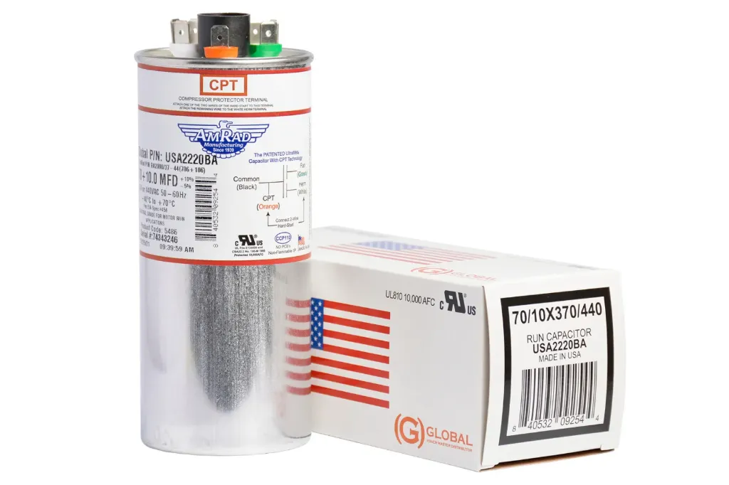 AMERICAN RADIONIC RUN CAPACITOR 70+10 µF USA2220BA