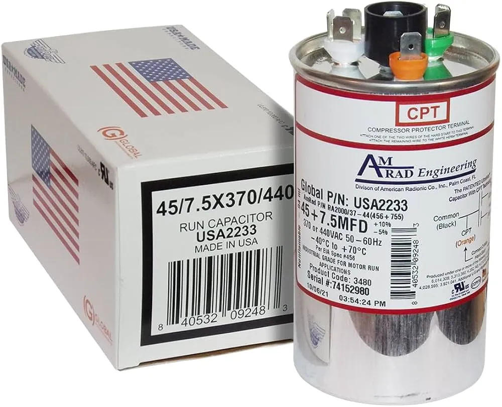 AMERICAN RADIONIC RUN CAPACITOR 45+7.5 µF USA2233