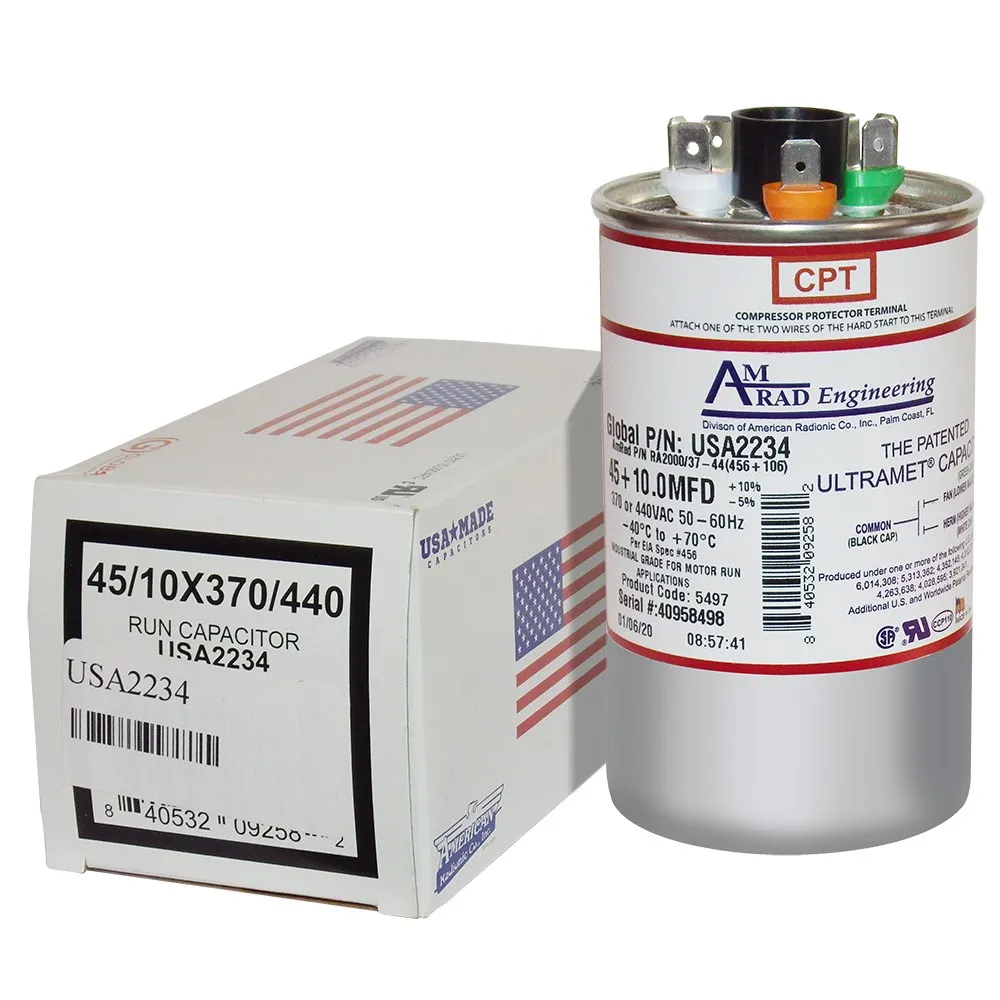 AMERICAN RADIONIC RUN CAPACITOR 45+10 µF USA2234