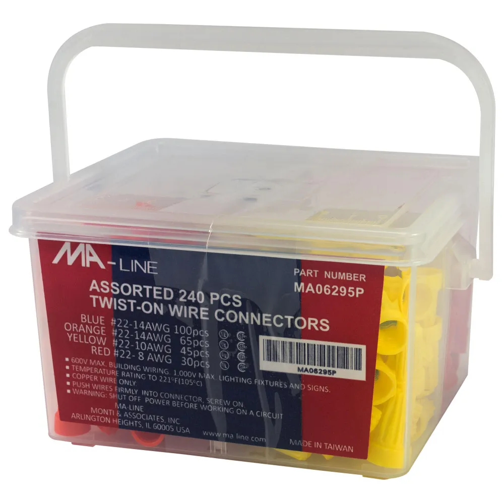 MA-LINE ASSORTED TWIST ON WIRE CONNECTRORS 240PCS MA06295P